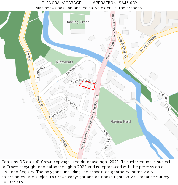 GLENORA, VICARAGE HILL, ABERAERON, SA46 0DY: Location map and indicative extent of plot