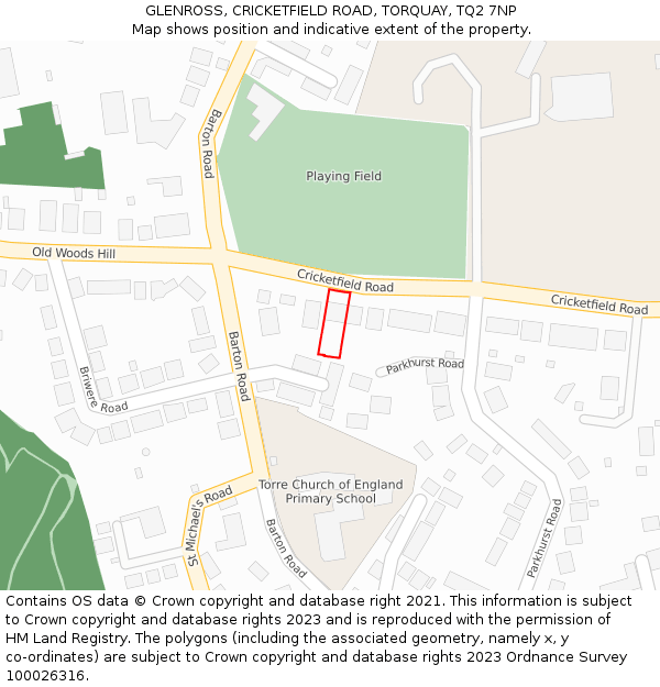 GLENROSS, CRICKETFIELD ROAD, TORQUAY, TQ2 7NP: Location map and indicative extent of plot