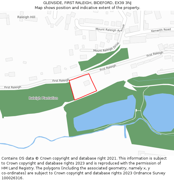 GLENSIDE, FIRST RALEIGH, BIDEFORD, EX39 3NJ: Location map and indicative extent of plot