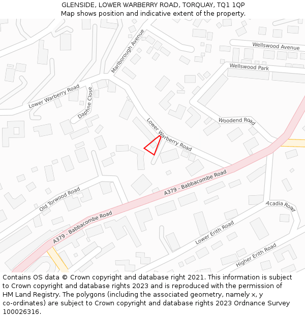 GLENSIDE, LOWER WARBERRY ROAD, TORQUAY, TQ1 1QP: Location map and indicative extent of plot