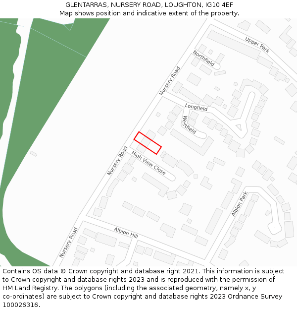 GLENTARRAS, NURSERY ROAD, LOUGHTON, IG10 4EF: Location map and indicative extent of plot