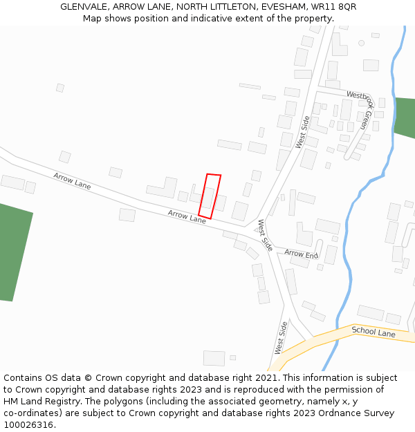 GLENVALE, ARROW LANE, NORTH LITTLETON, EVESHAM, WR11 8QR: Location map and indicative extent of plot