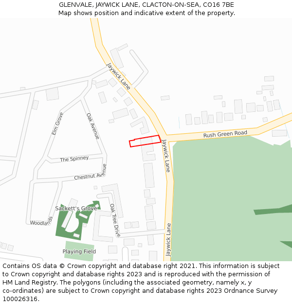 GLENVALE, JAYWICK LANE, CLACTON-ON-SEA, CO16 7BE: Location map and indicative extent of plot