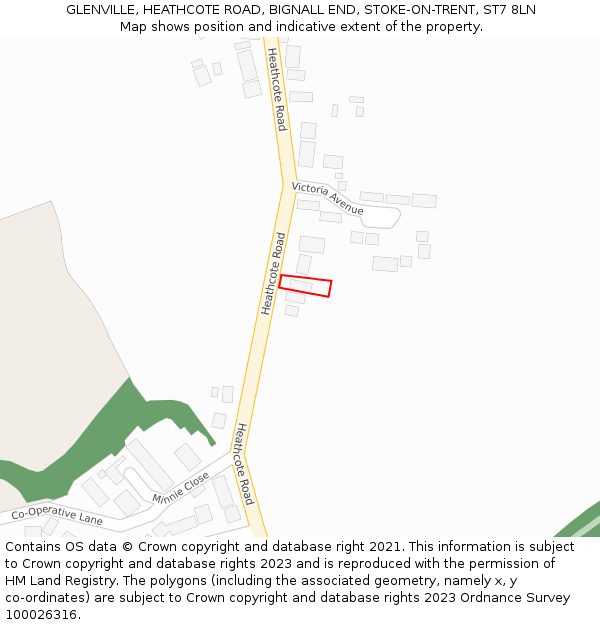 GLENVILLE, HEATHCOTE ROAD, BIGNALL END, STOKE-ON-TRENT, ST7 8LN: Location map and indicative extent of plot