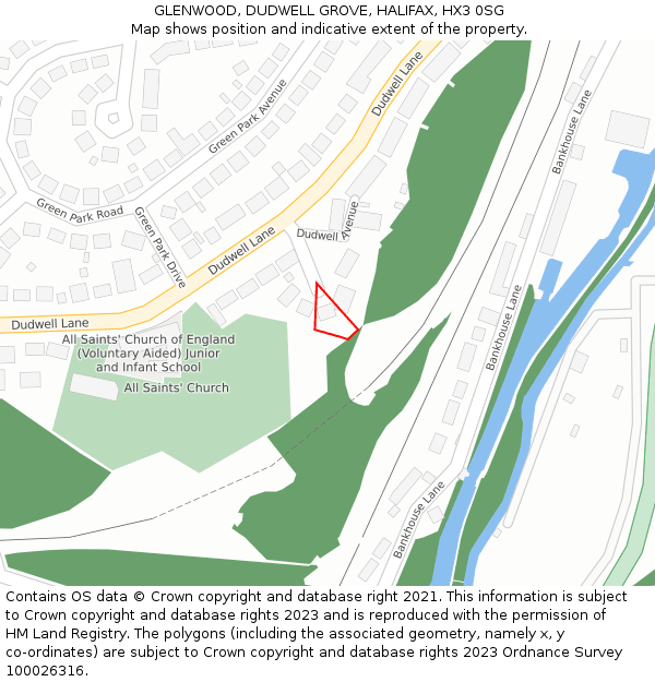 GLENWOOD, DUDWELL GROVE, HALIFAX, HX3 0SG: Location map and indicative extent of plot
