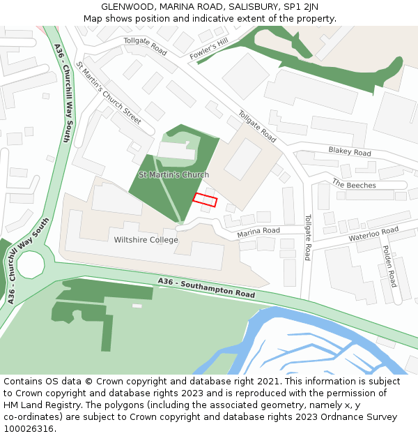 GLENWOOD, MARINA ROAD, SALISBURY, SP1 2JN: Location map and indicative extent of plot