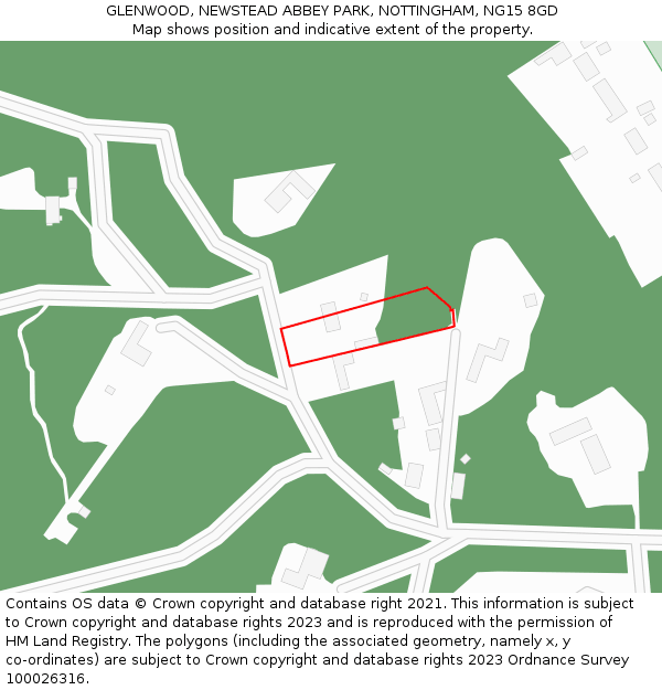 GLENWOOD, NEWSTEAD ABBEY PARK, NOTTINGHAM, NG15 8GD: Location map and indicative extent of plot