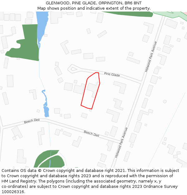 GLENWOOD, PINE GLADE, ORPINGTON, BR6 8NT: Location map and indicative extent of plot