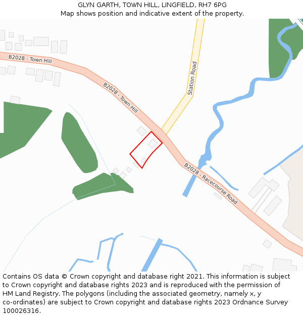 GLYN GARTH, TOWN HILL, LINGFIELD, RH7 6PG: Location map and indicative extent of plot