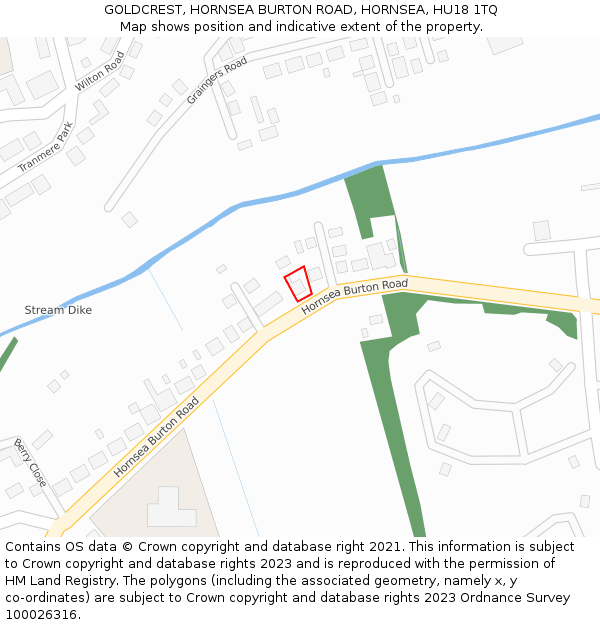 GOLDCREST, HORNSEA BURTON ROAD, HORNSEA, HU18 1TQ: Location map and indicative extent of plot