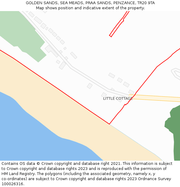 GOLDEN SANDS, SEA MEADS, PRAA SANDS, PENZANCE, TR20 9TA: Location map and indicative extent of plot