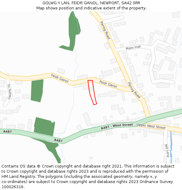 GOLWG Y LAN, FEIDR GANOL, NEWPORT, SA42 0RR: Location map and indicative extent of plot