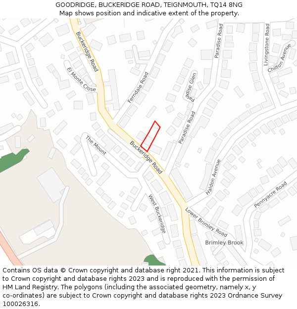 GOODRIDGE, BUCKERIDGE ROAD, TEIGNMOUTH, TQ14 8NG: Location map and indicative extent of plot