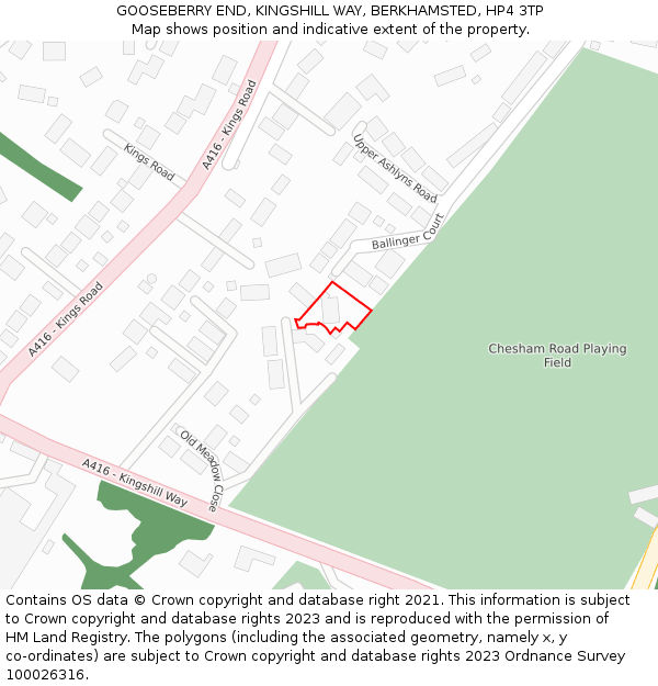 GOOSEBERRY END, KINGSHILL WAY, BERKHAMSTED, HP4 3TP: Location map and indicative extent of plot