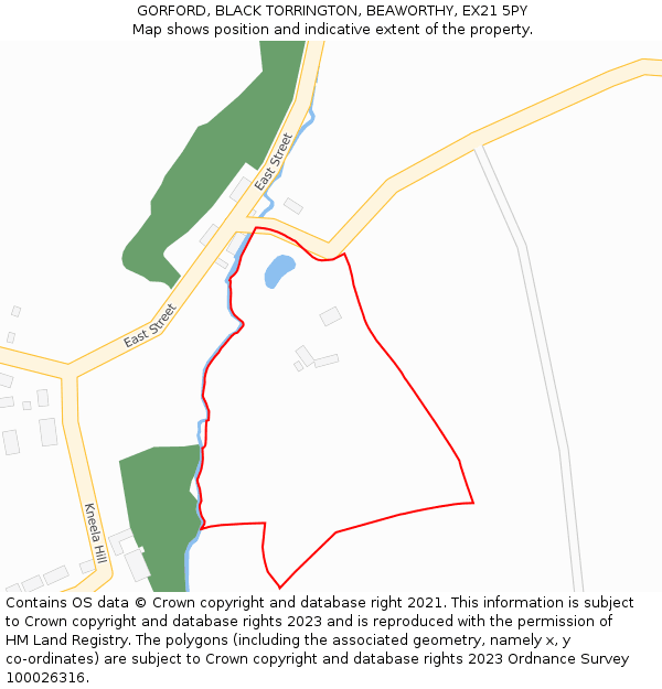 GORFORD, BLACK TORRINGTON, BEAWORTHY, EX21 5PY: Location map and indicative extent of plot
