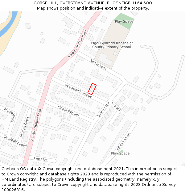 GORSE HILL, OVERSTRAND AVENUE, RHOSNEIGR, LL64 5QQ: Location map and indicative extent of plot