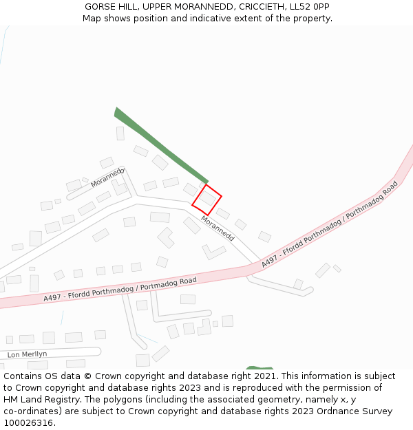 GORSE HILL, UPPER MORANNEDD, CRICCIETH, LL52 0PP: Location map and indicative extent of plot