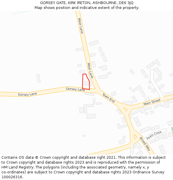 GORSEY GATE, KIRK IRETON, ASHBOURNE, DE6 3JQ: Location map and indicative extent of plot