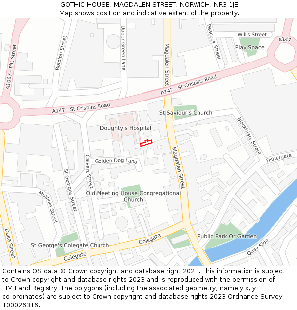 GOTHIC HOUSE, MAGDALEN STREET, NORWICH, NR3 1JE: Location map and indicative extent of plot