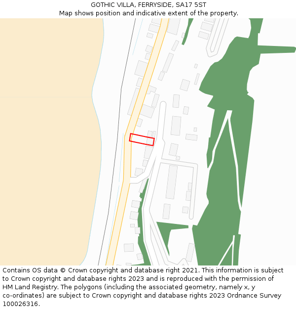 GOTHIC VILLA, FERRYSIDE, SA17 5ST: Location map and indicative extent of plot