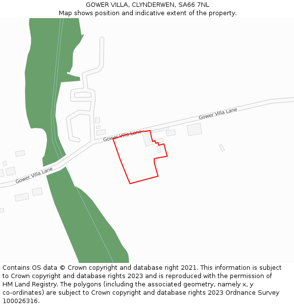 GOWER VILLA, CLYNDERWEN, SA66 7NL: Location map and indicative extent of plot