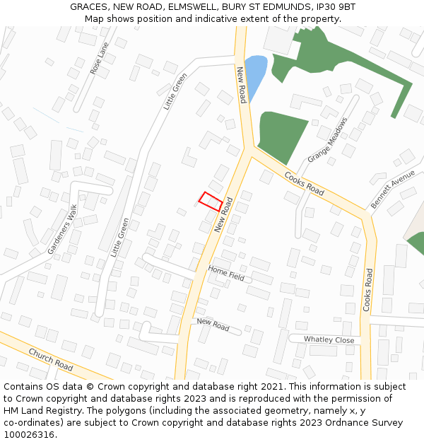 GRACES, NEW ROAD, ELMSWELL, BURY ST EDMUNDS, IP30 9BT: Location map and indicative extent of plot