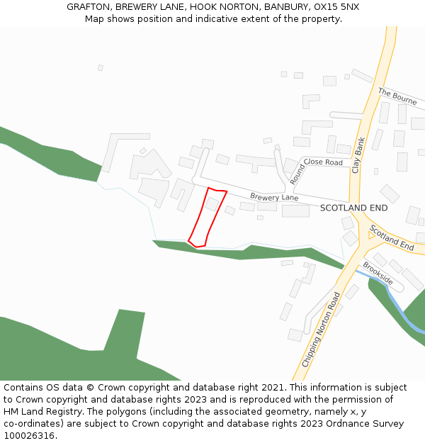 GRAFTON, BREWERY LANE, HOOK NORTON, BANBURY, OX15 5NX: Location map and indicative extent of plot