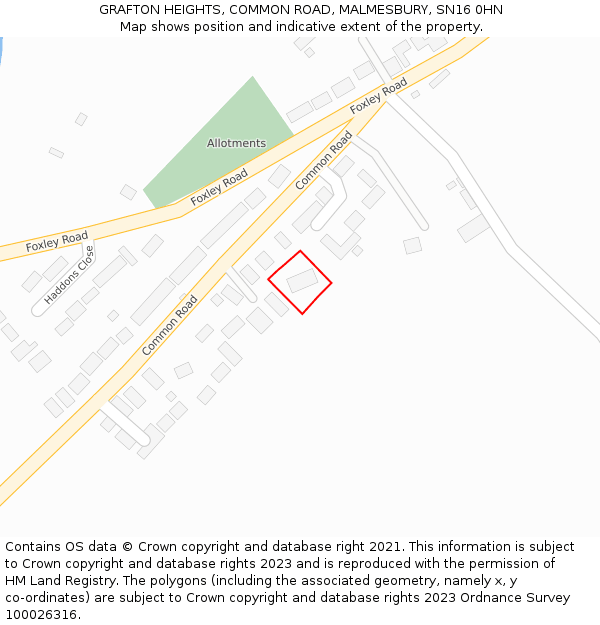 GRAFTON HEIGHTS, COMMON ROAD, MALMESBURY, SN16 0HN: Location map and indicative extent of plot