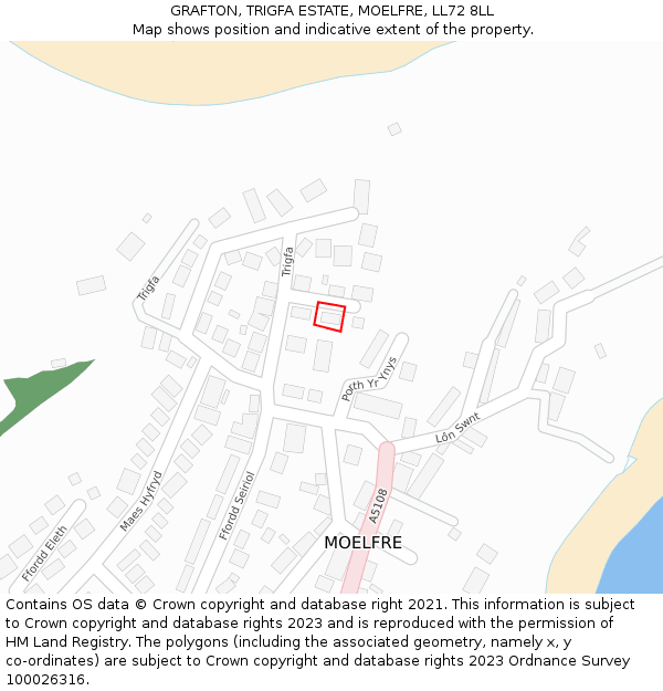 GRAFTON, TRIGFA ESTATE, MOELFRE, LL72 8LL: Location map and indicative extent of plot