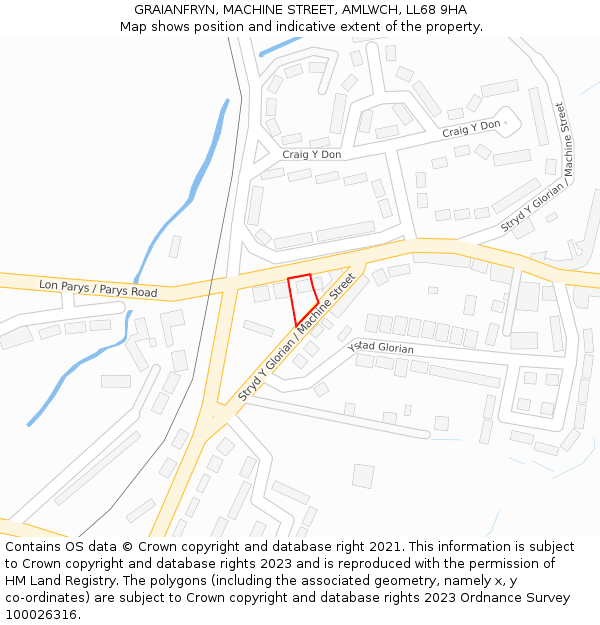 GRAIANFRYN, MACHINE STREET, AMLWCH, LL68 9HA: Location map and indicative extent of plot
