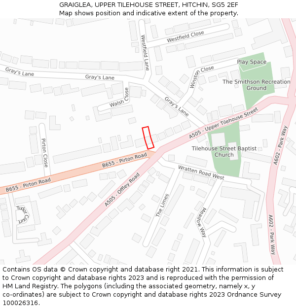 GRAIGLEA, UPPER TILEHOUSE STREET, HITCHIN, SG5 2EF: Location map and indicative extent of plot