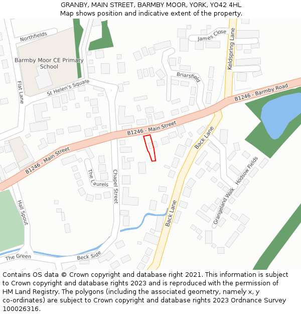 GRANBY, MAIN STREET, BARMBY MOOR, YORK, YO42 4HL: Location map and indicative extent of plot