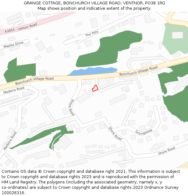 GRANGE COTTAGE, BONCHURCH VILLAGE ROAD, VENTNOR, PO38 1RG: Location map and indicative extent of plot
