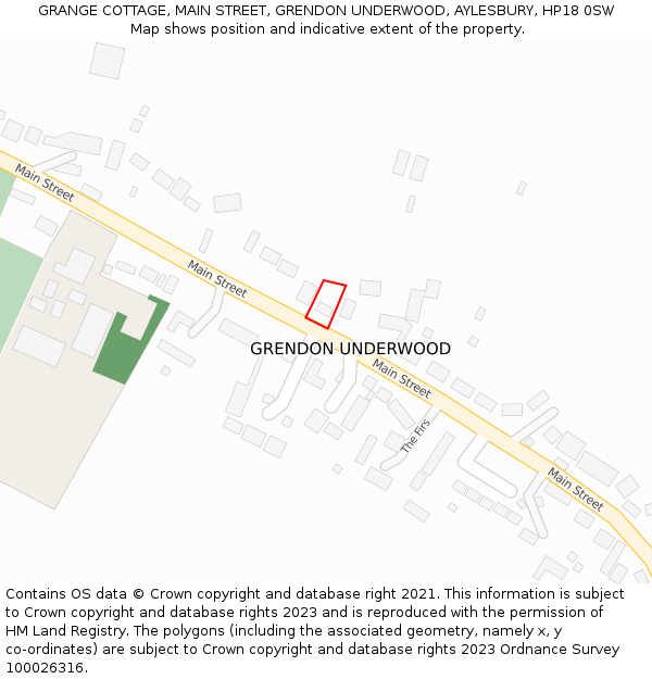 GRANGE COTTAGE, MAIN STREET, GRENDON UNDERWOOD, AYLESBURY, HP18 0SW: Location map and indicative extent of plot