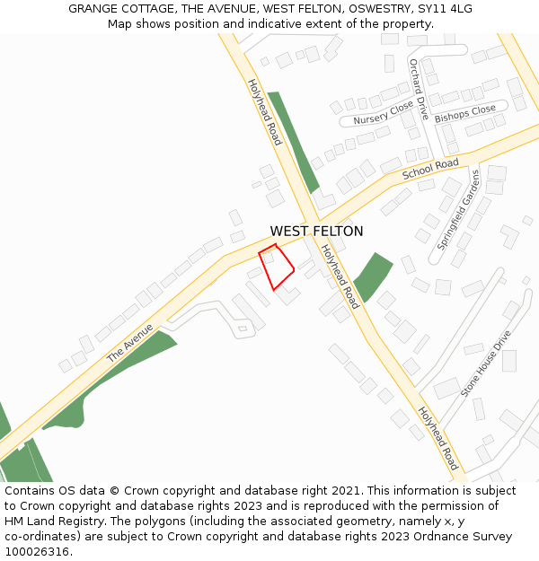 GRANGE COTTAGE, THE AVENUE, WEST FELTON, OSWESTRY, SY11 4LG: Location map and indicative extent of plot