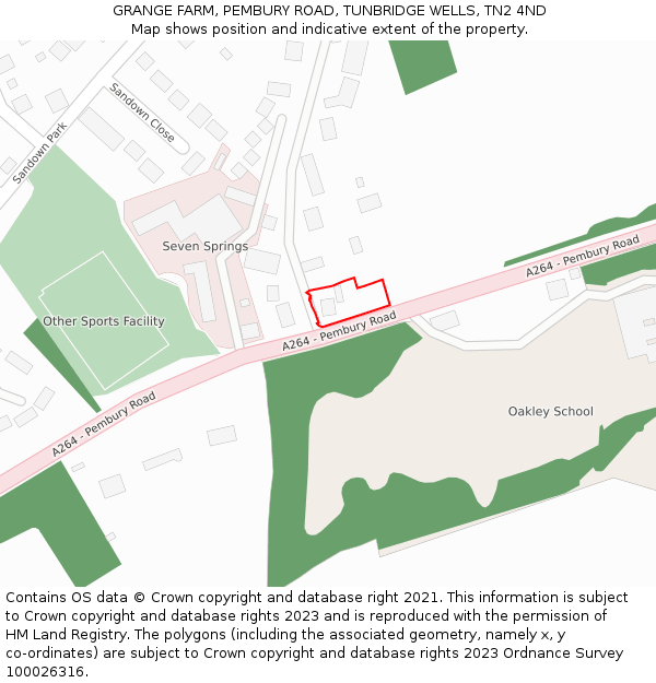 GRANGE FARM, PEMBURY ROAD, TUNBRIDGE WELLS, TN2 4ND: Location map and indicative extent of plot