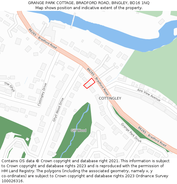 GRANGE PARK COTTAGE, BRADFORD ROAD, BINGLEY, BD16 1NQ: Location map and indicative extent of plot