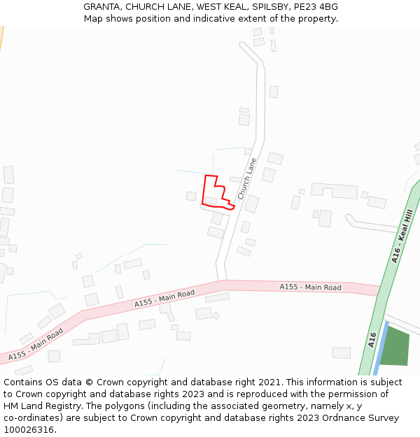 GRANTA, CHURCH LANE, WEST KEAL, SPILSBY, PE23 4BG: Location map and indicative extent of plot