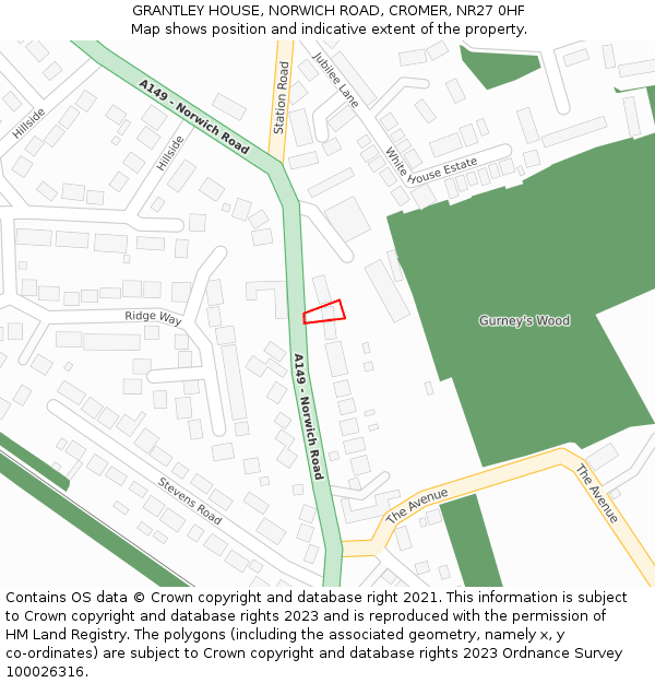 GRANTLEY HOUSE, NORWICH ROAD, CROMER, NR27 0HF: Location map and indicative extent of plot