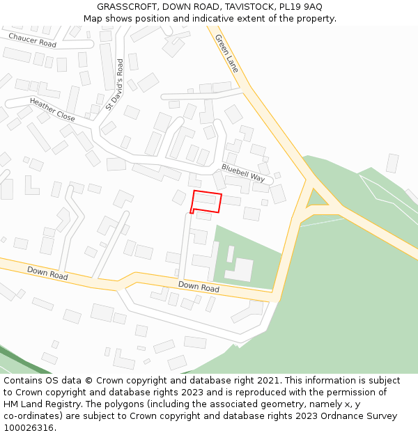 GRASSCROFT, DOWN ROAD, TAVISTOCK, PL19 9AQ: Location map and indicative extent of plot