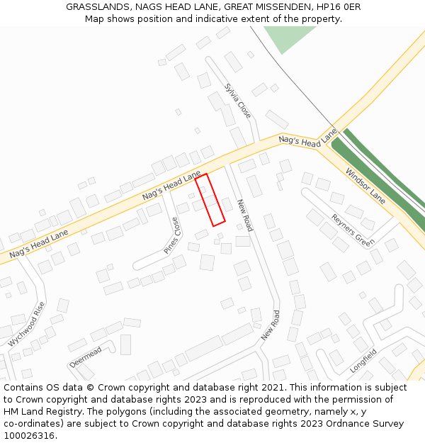 GRASSLANDS, NAGS HEAD LANE, GREAT MISSENDEN, HP16 0ER: Location map and indicative extent of plot