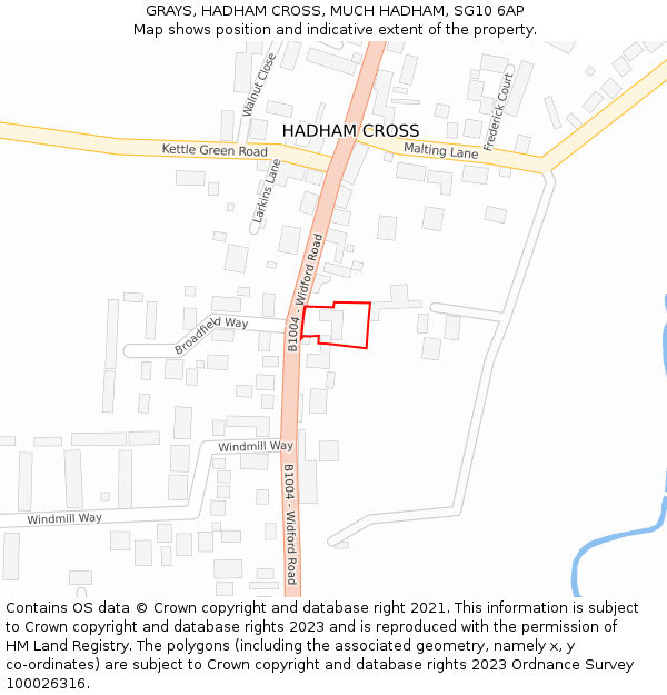 GRAYS, HADHAM CROSS, MUCH HADHAM, SG10 6AP: Location map and indicative extent of plot