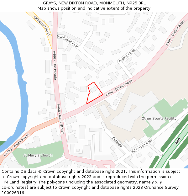 GRAYS, NEW DIXTON ROAD, MONMOUTH, NP25 3PL: Location map and indicative extent of plot