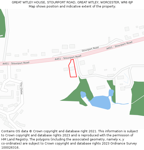 GREAT WITLEY HOUSE, STOURPORT ROAD, GREAT WITLEY, WORCESTER, WR6 6JP: Location map and indicative extent of plot