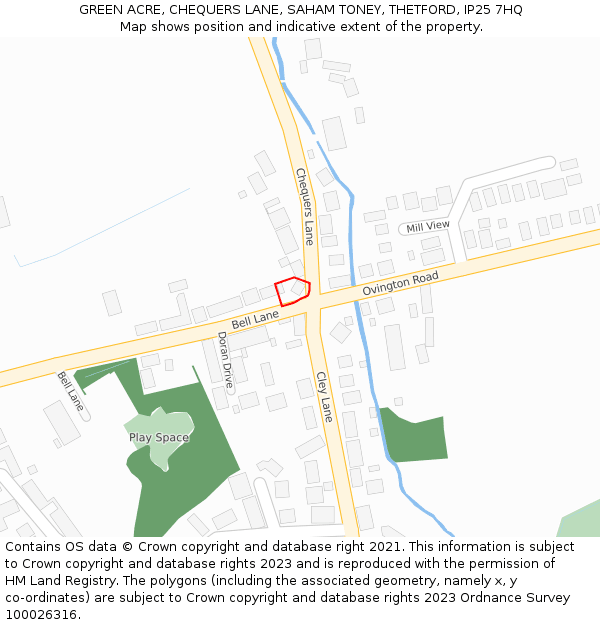 GREEN ACRE, CHEQUERS LANE, SAHAM TONEY, THETFORD, IP25 7HQ: Location map and indicative extent of plot