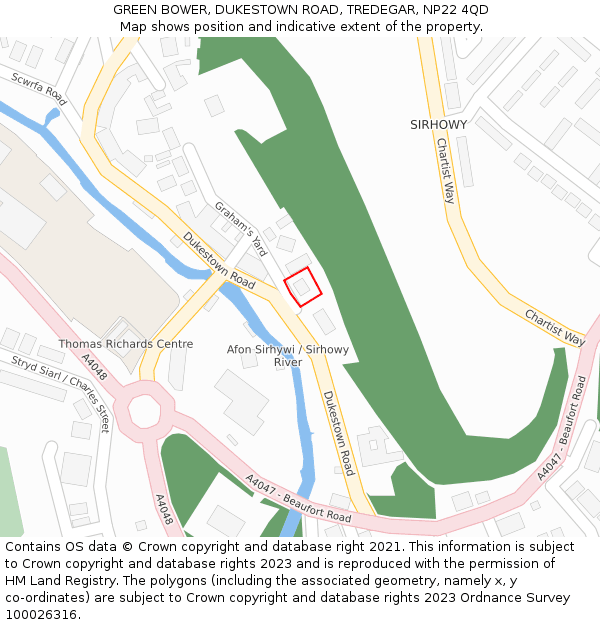 GREEN BOWER, DUKESTOWN ROAD, TREDEGAR, NP22 4QD: Location map and indicative extent of plot
