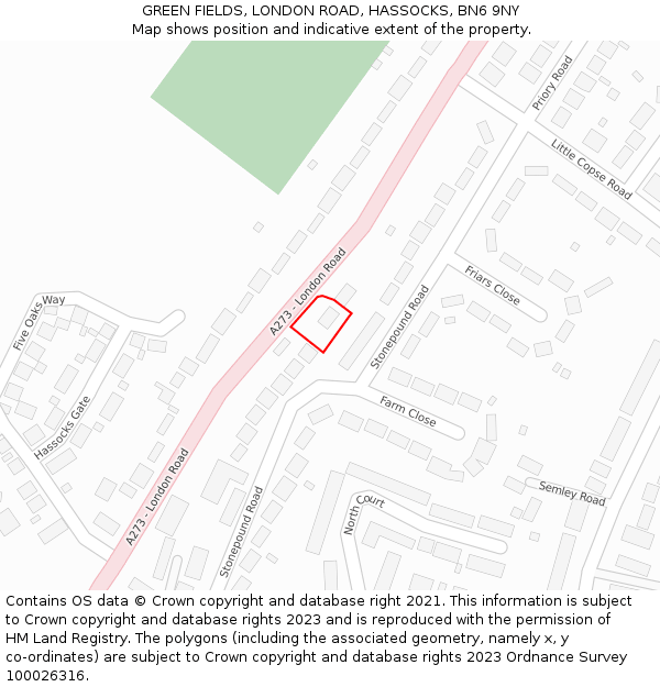 GREEN FIELDS, LONDON ROAD, HASSOCKS, BN6 9NY: Location map and indicative extent of plot