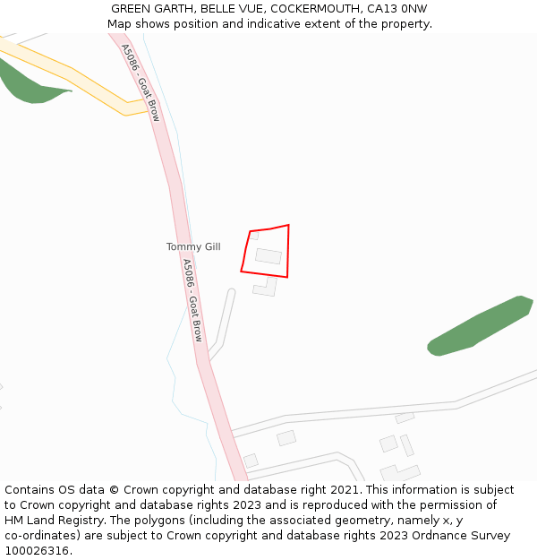 GREEN GARTH, BELLE VUE, COCKERMOUTH, CA13 0NW: Location map and indicative extent of plot