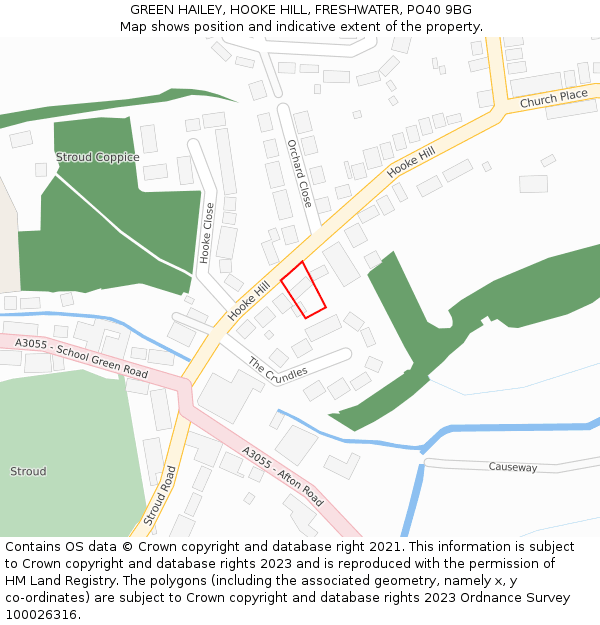 GREEN HAILEY, HOOKE HILL, FRESHWATER, PO40 9BG: Location map and indicative extent of plot