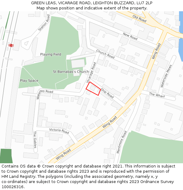 GREEN LEAS, VICARAGE ROAD, LEIGHTON BUZZARD, LU7 2LP: Location map and indicative extent of plot